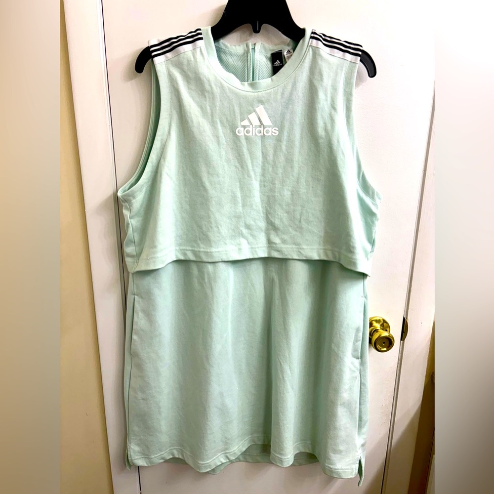 Adidas Skirt Dress Green Athletic Round Neck Sleeveless
